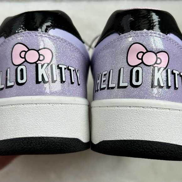HELLO KITTY by Sanrio Women’s Casual Court Sneakers White/Blk/Purple Sparkle 9 - Picture 9 of 15